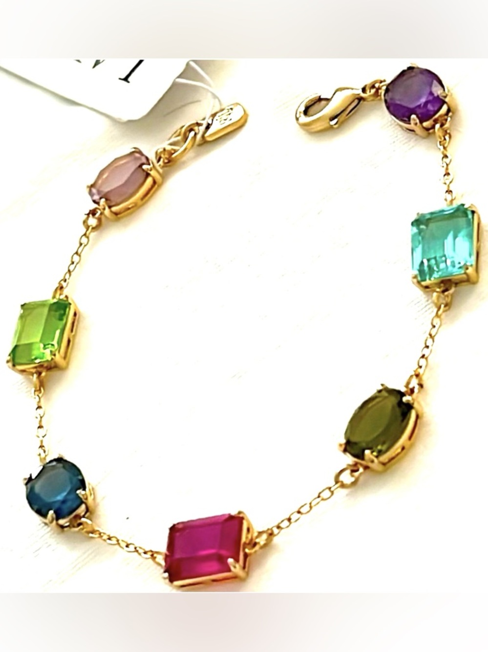 NWT Lauren Ralph Lauren Gold Chain Bracelet with Multicolor Gemstones